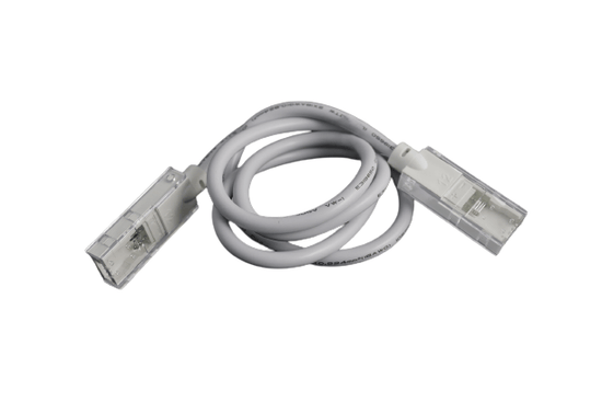 white cob led strip jumper cable with a plastic square hub on each end