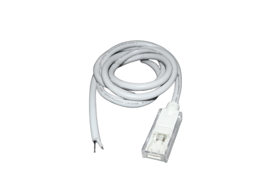 white led strip splice cable with a plastic square hub on one end and loose wire on other end
