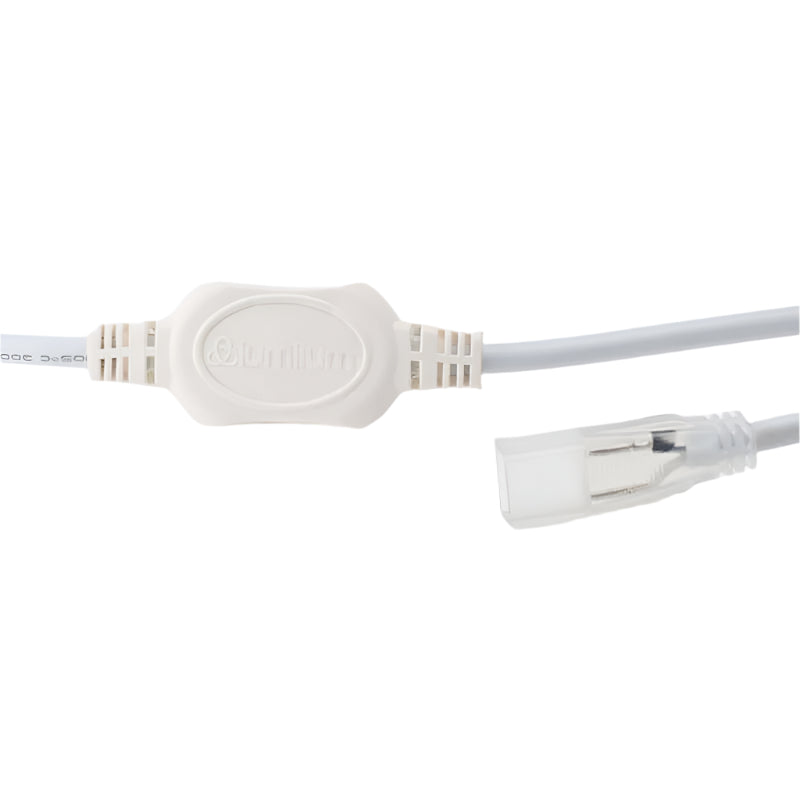 led power plug for 120V led strip lights with rectifier in the middle and square hub on end