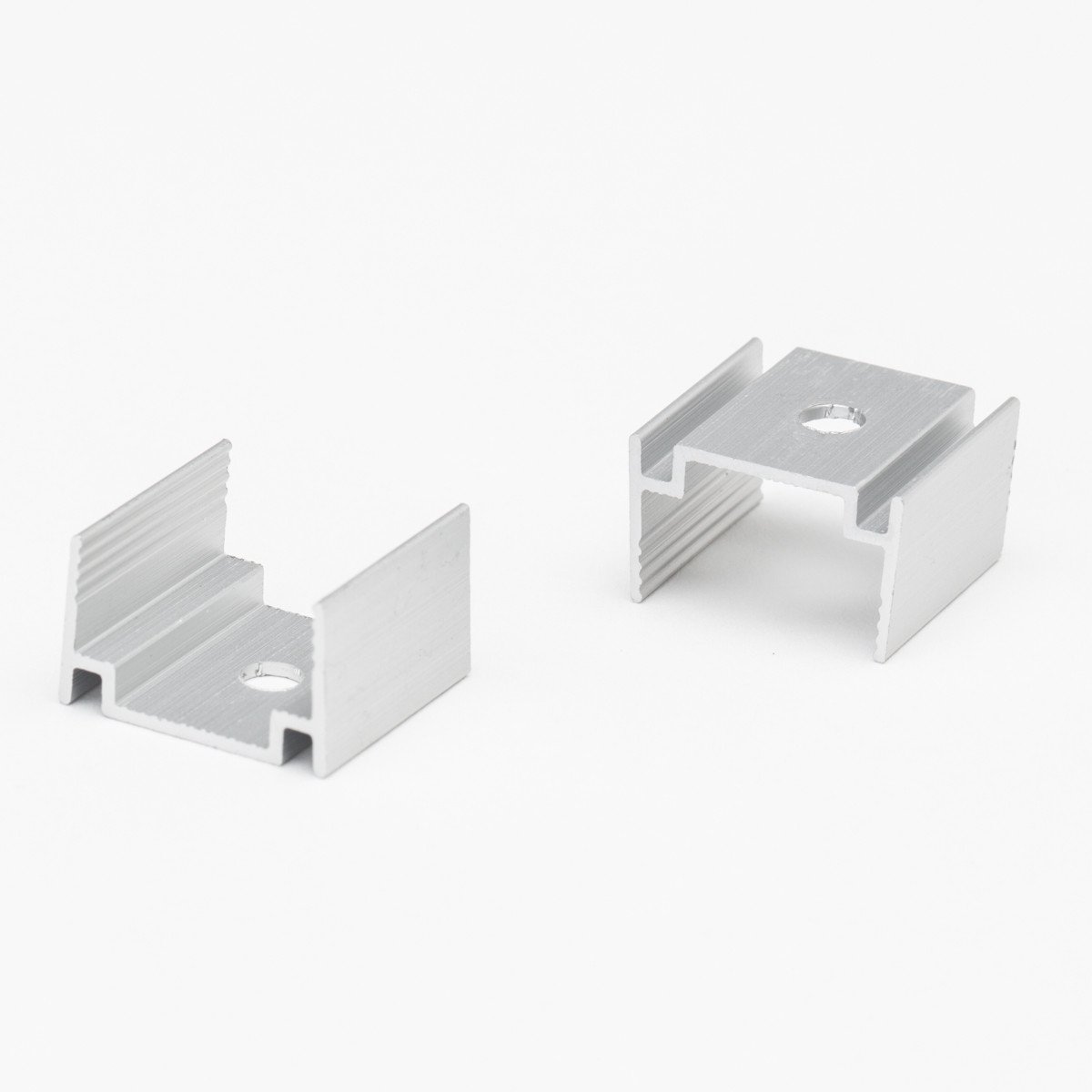 two pieces of aluminum u channel with holes