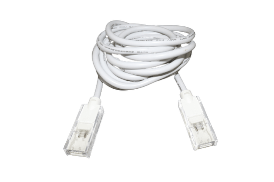 Load image into Gallery viewer, white 10 foot led strip jumper cable with a plastic square hub on each end from Lumilum
