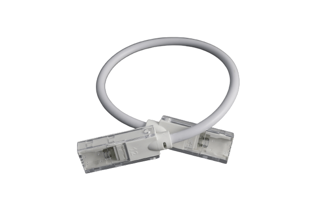 white 12 inch led strip jumper cable with a plastic square hub on each end