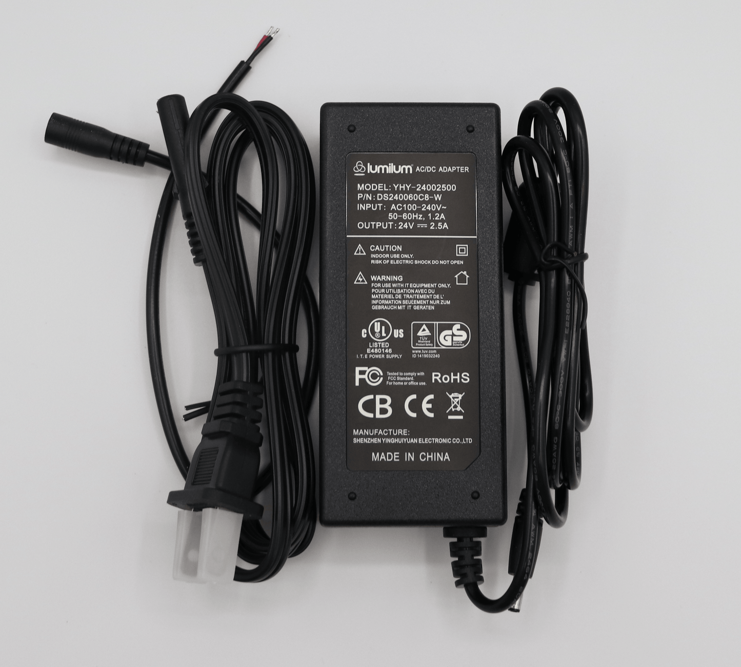 black 60 watt led light adapter with cables
