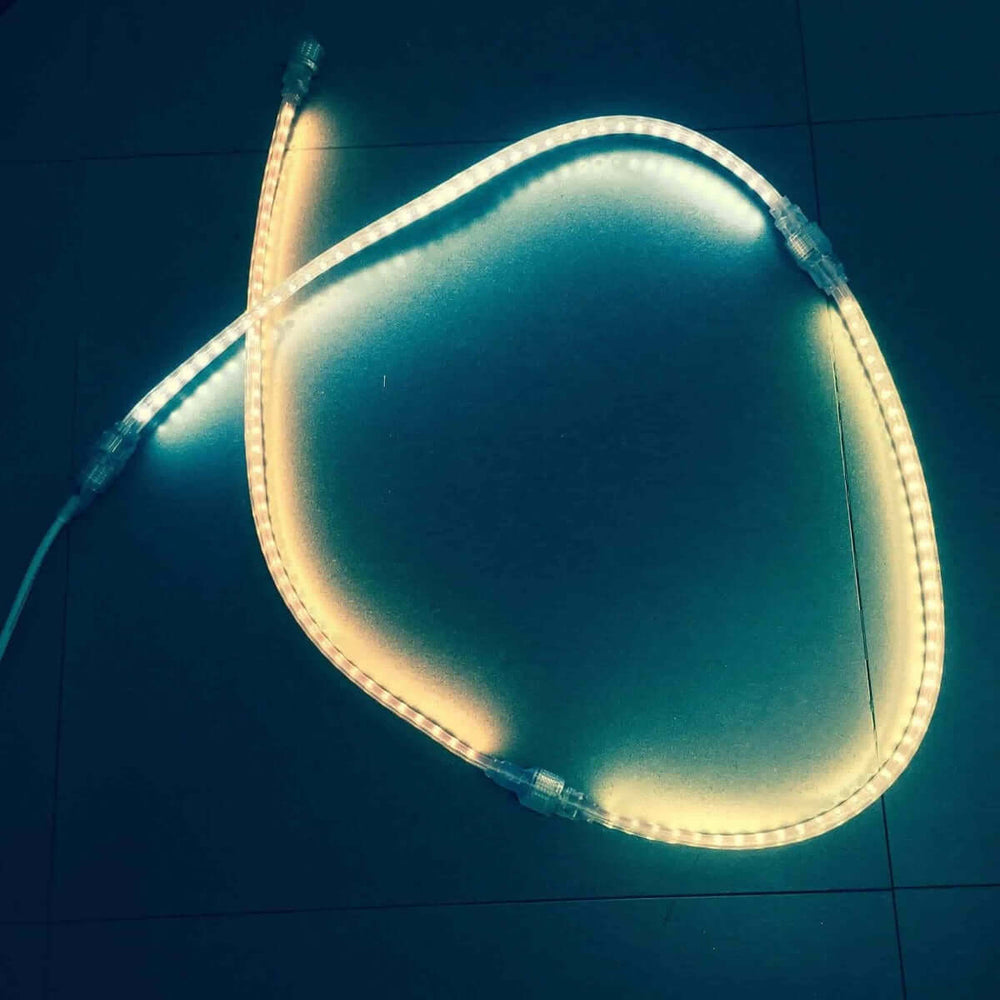 
                      
                        120V led strip lights showing multiple warm white color tones
                      
                    