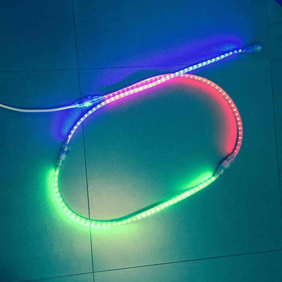 Load image into Gallery viewer, 120V led strip lights showing red, blue, green, and pink color
