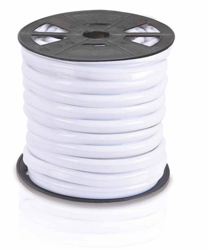 
                      
                        Lumilum white cover LED neon rope light coiled on black reel
                      
                    