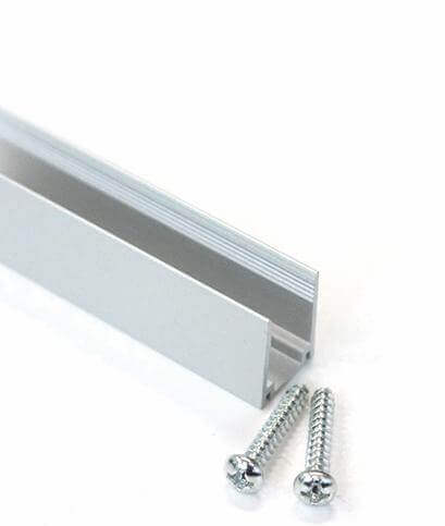 aluminum led channel u channel with 2 screw laid flat in front of channel