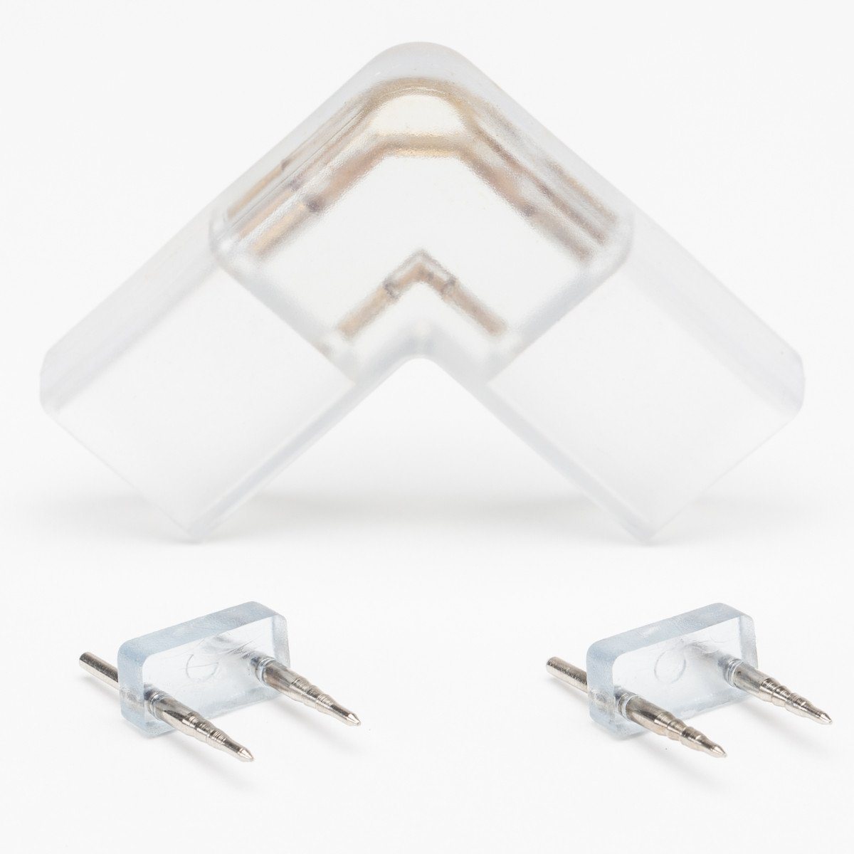 clear led corner connector with two led pins