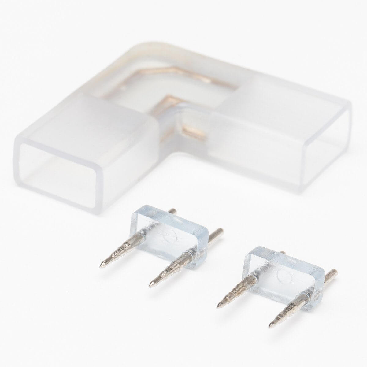 clear led corner connector with two led pins