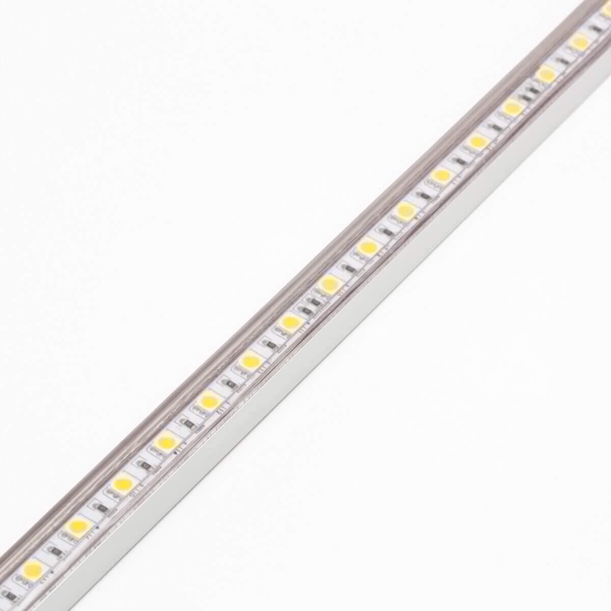 led strip light with yellow chips laid into an aluminum led channel