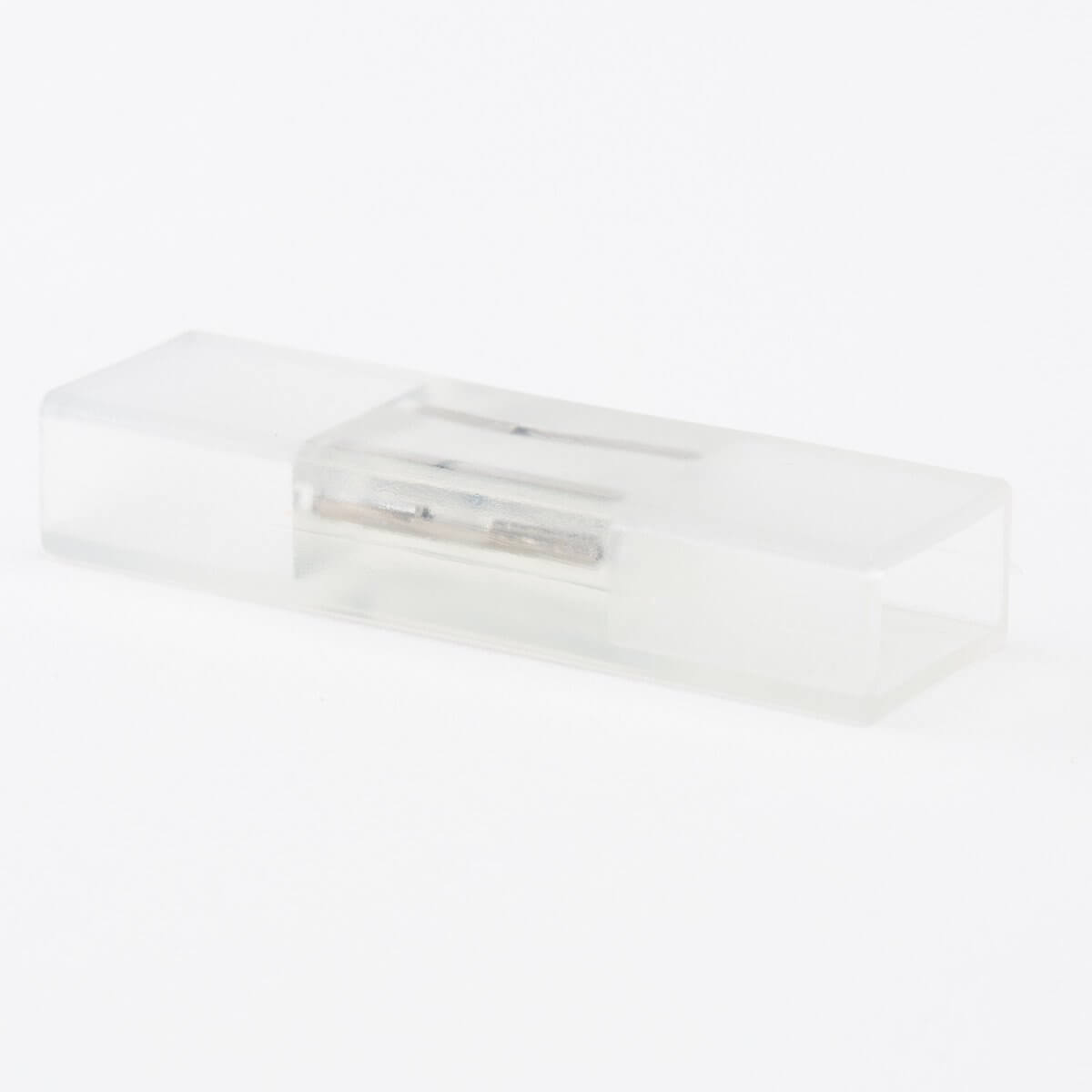 clear silicone led strip light splice connector with visible silver internal wire