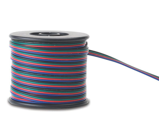 4 conductor wire in red green blue black wound around black spool