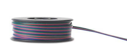 4 conductor wire in red green blue black wound around black spool