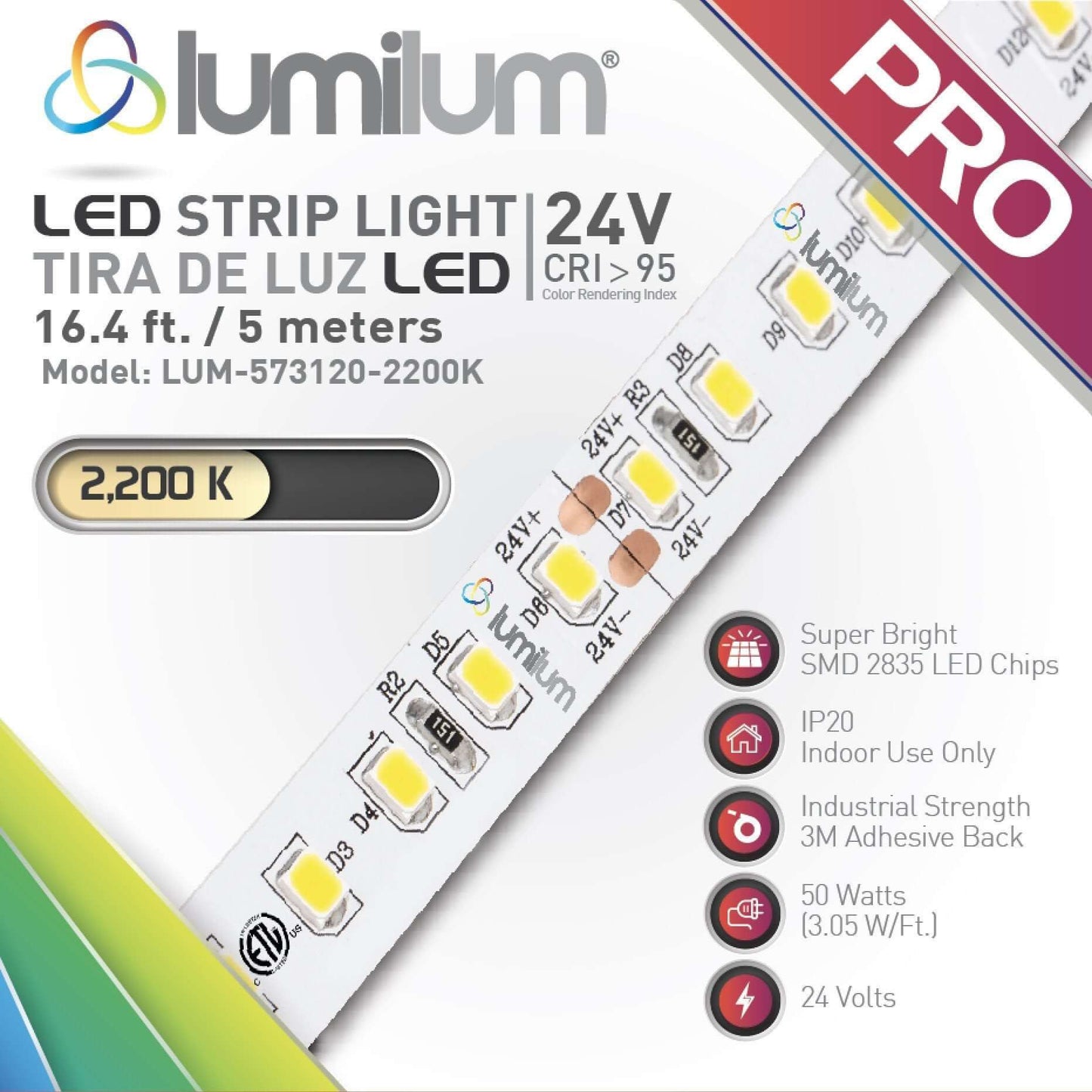 24V IP20 Series LED Single Color Strip Lights Lumilum