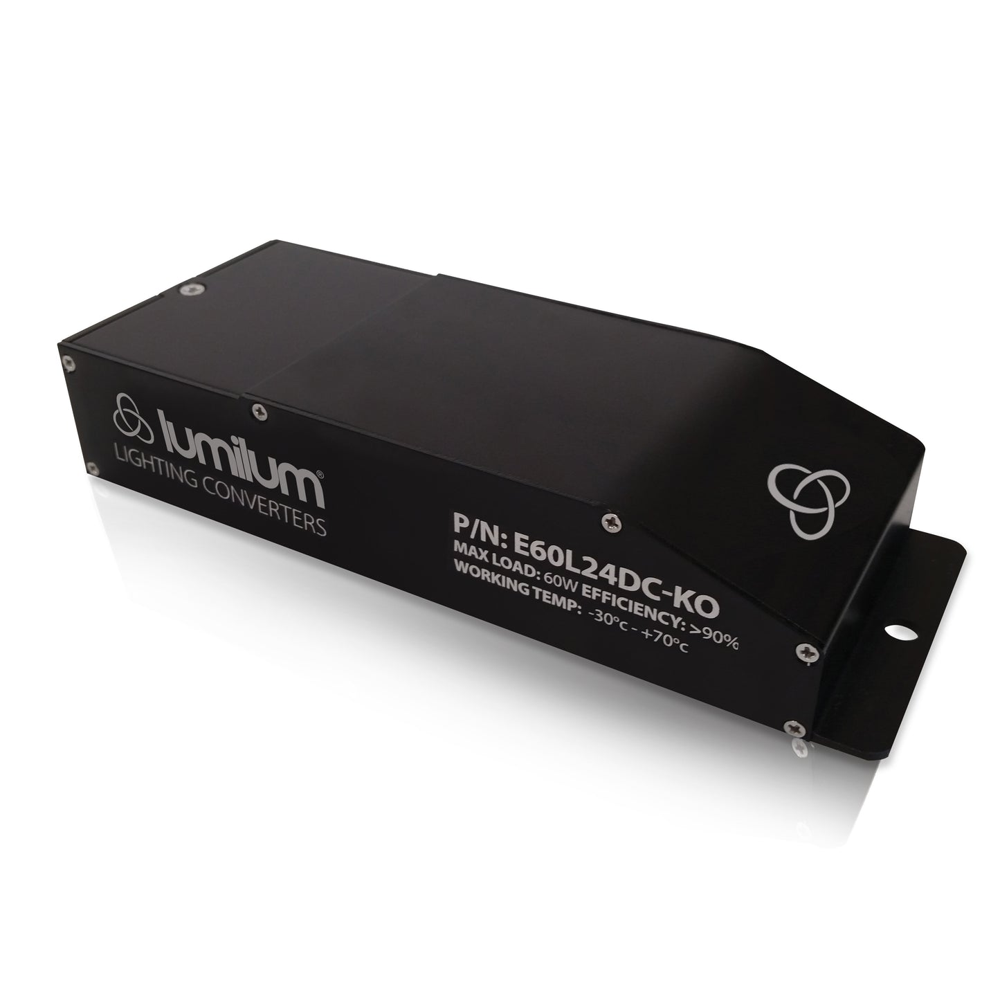 lumilum brand black 60W led transformer driver with product information marking