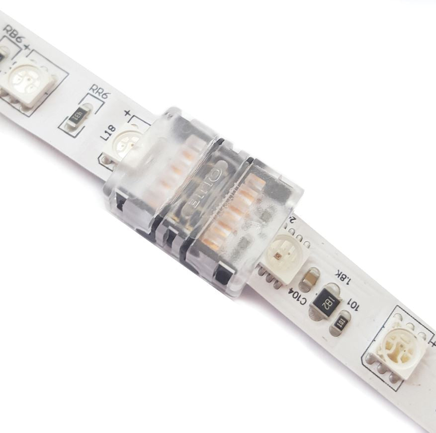 Load image into Gallery viewer, clear led solderless connector with led strip light out of both ends
