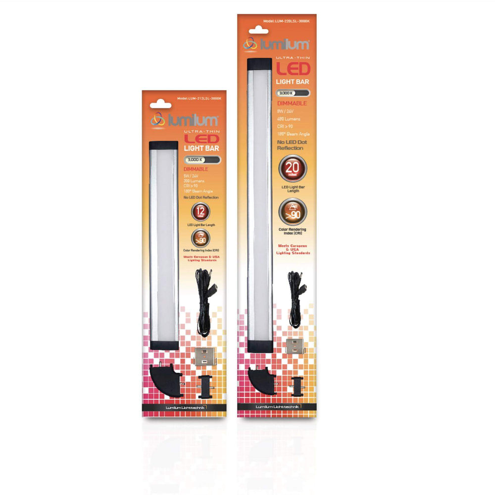 
                      
                        12 inch and 20 inch sizes of linear led light bar blister packaging with bright orange geometric design
                      
                    
