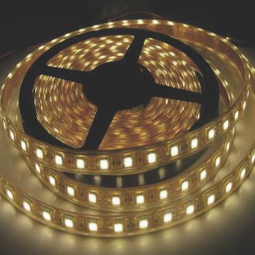 ip67 silicone encased led strip light illuminated yellow warm white